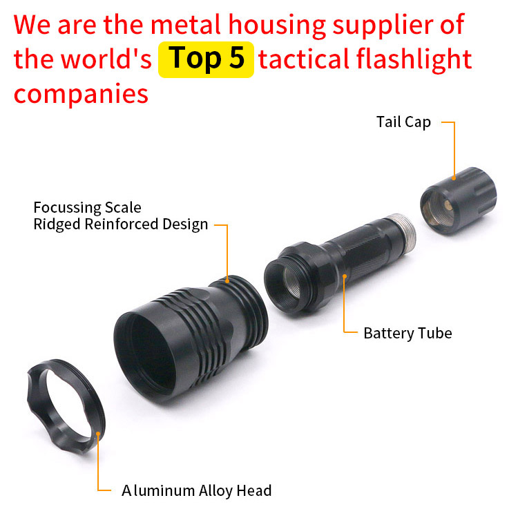 CNC machined aluminum flashlight shells