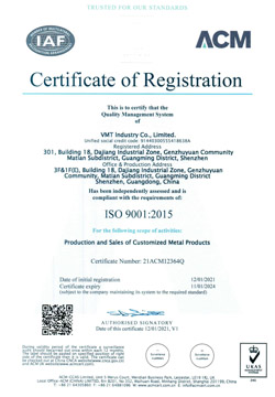 ISO9001:2015 certification