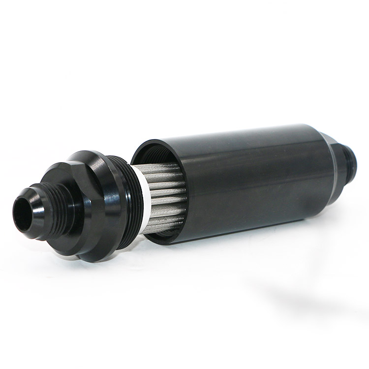 Aluminum Inline 100 Micron Fuel Filter AN Adapter