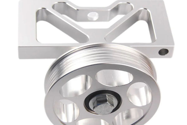 Custom CNC Machining Aluminum Billet Air Pump Bracket Idler Pulley