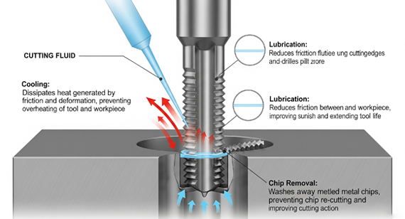 Schematic diagram of the working principle of cutting fluid in precision thread CNC machining