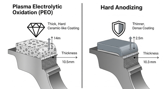 Plasma Electrolytic Oxidation (PEO) vs. Hard Anodizing