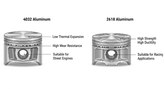 4032 Aluminum Alloy Piston and 2618 Aluminum Alloy Piston Comparative