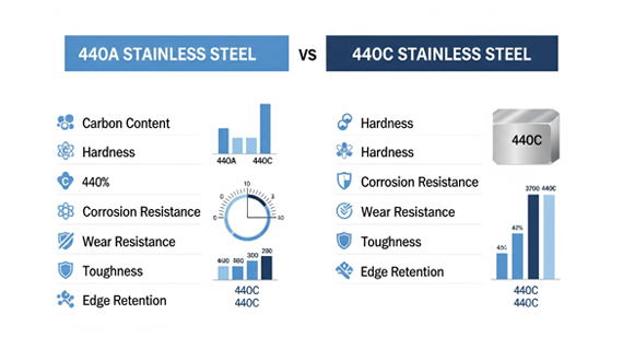 440A Stainless Steel vs. 440C Stainless Steel Characteristics