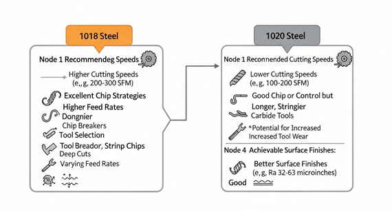 Comparison of 1018 and 1020 steel CNC machining processes