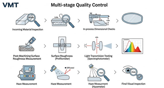VMT's multi-stage quality control process for optical-grade parts