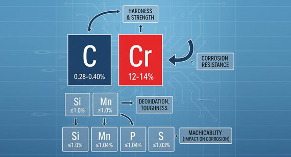 3CR13 stainless steel chemical composition periodic table type breakdown