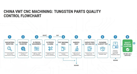 China VMT CNC Machining Tungsten Parts Factory Quality Control Process