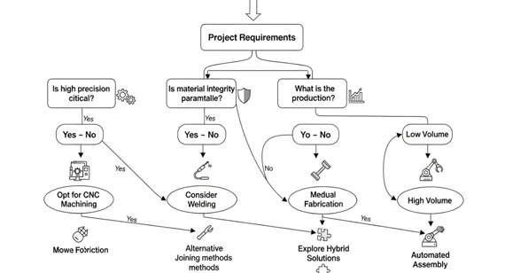CNC machining manufacturing process project requirements decision tree flowchart