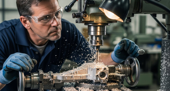 machinist operating vertical milling machinist operating vertical milling