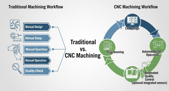 Comparison of Operational Procedures between Traditional Machining and CNC Machining Comparison of Operational Procedures between Traditional Machining and CNC Machining