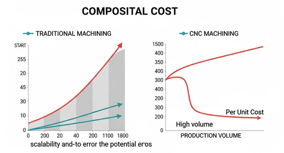 CNC Machining vs. Traditional Machining Cost Comparison Infographic CNC Machining vs. Traditional Machining Cost Comparison Infographic