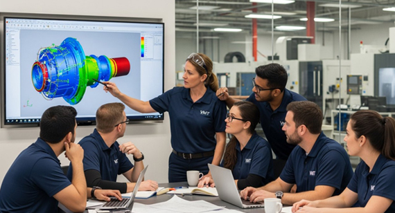 VMT's CNC machined parts service factory engineering team provides collaborative review of 3D CAD models and consultation services