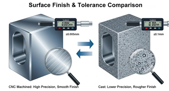 CNC Machining vs. Casting Parts Precision Surface Finishes and Tolerances
