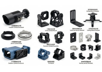 Custom CNC Machining Surveillance & Security Systems Camera Enclosures, Gimbal Mounts, and Sensor Brackets Custom CNC Machining Surveillance & Security Systems Camera Enclosures, Gimbal Mounts, and Sensor Brackets