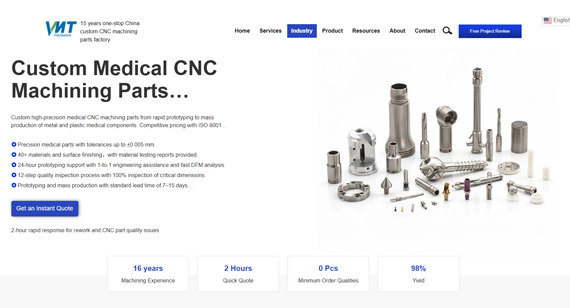 Custom Medical CNC Machining Parts Manufacturers in China VMT