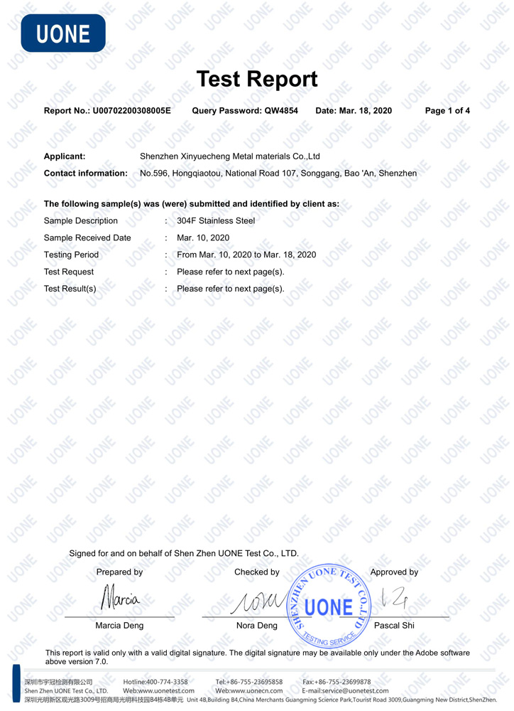 304F Stainless Steel Environmental Report