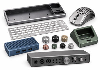 Computer Peripheral CNC Machined Parts（custom CNC machining solutions for Mechanical Keyboard Cases, Keyboard Plates, Mouse Shells, Docking Station Housings, USB Hub Housings, Knobs and Buttons, and Audio Interface Housings）