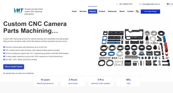 Custom CNC Camera Parts Machining Factory VMT