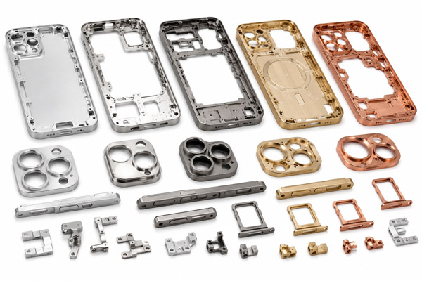 Cadres de téléphone et boîtiers de smartphone sur mesure en métal usiné CNC : aluminium, acier inoxydable, titane, laiton et cuivre