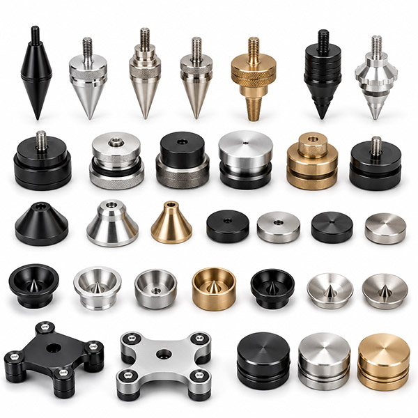 CNC Machined Speaker Spikes and Audio Support Feet (Floorstanding Speakers, Bookshelf Speaker Stands, Subwoofers, Turntables, Amplifiers, DACs and Audio Players) CNC Machined Speaker Spikes and Audio Support Feet (Floorstanding Speakers, Bookshelf Speaker Stands, Subwoofers, Turntables, Amplifiers, DACs and Audio Players)
