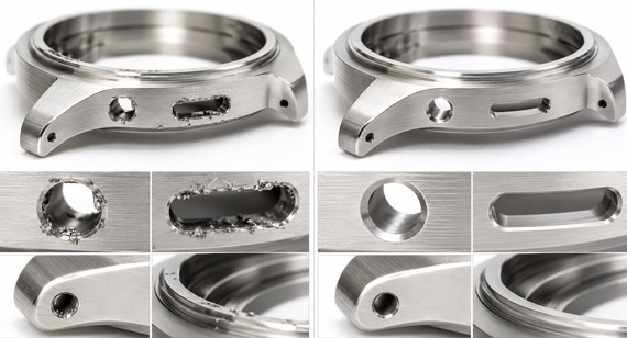 Burr Control for CNC Machined Watch Case Holes and Grooves Burr Control for CNC Machined Watch Case Holes and Grooves