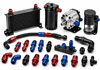Oil & Lubrication Systems (Custom CNC AN adapters connect oil coolers, filters, pumps and reservoirs )