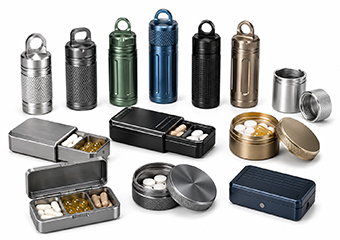 Custom CNC Machining Wellness & Supplement Products EDC Metal Pill Bottle Cases Box Containers