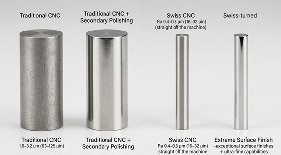 Rugosité de surface des pièces usinées CNC suisses par rapport aux pièces usinées CNC traditionnelles