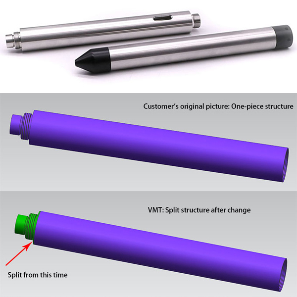 CNC Machined Turned SUS316L Underwater Temperature and Water Flow Thermometer Housing