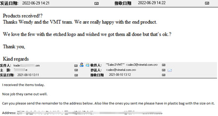 Customer Reviews - Finished product delivery