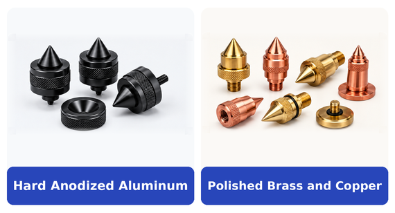 Aluminum and Brass CNC Machining Speaker Spikes